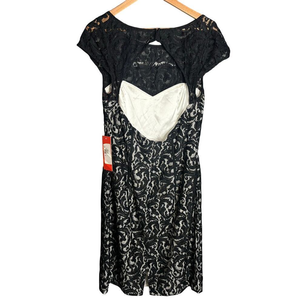 Monique Lhuillier Lace Sheath Dress Black / White Size 12 NWT - Picture 5 of 6